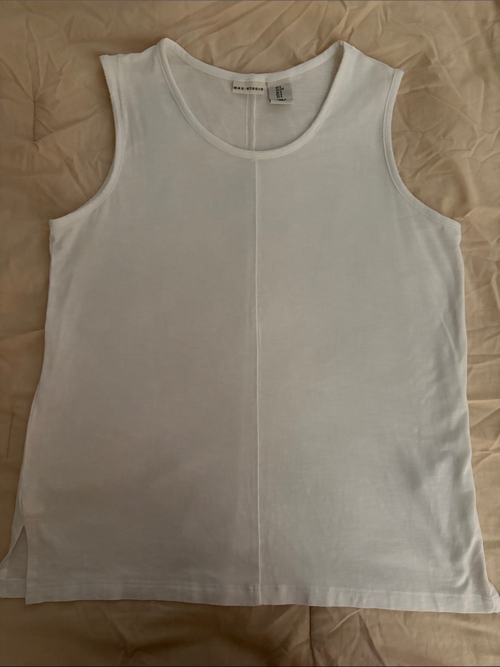 Max Studio White Round-Neck Tank